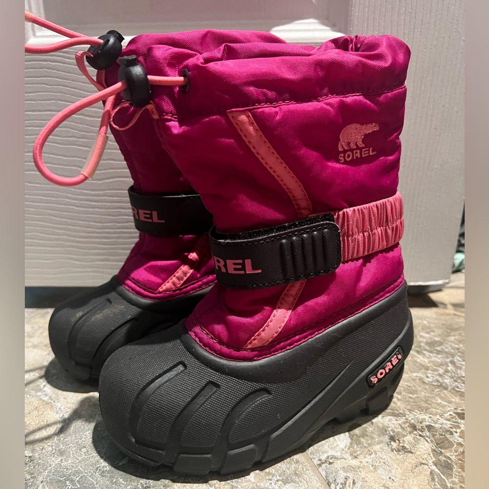 Sorel Kids Pink and Black Snow Boots